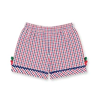 Florence Eiseman Little Girls Plaid Seersucker Shorts With Ric Rac and Flowers