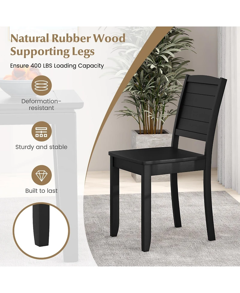 Slickblue Set of 2 Wooden Dining Chairs, Armless Kitchen Chairs with Durable Rubber Wood Legs