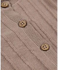 MeMoi Little Girls 3D Knit Cotton Ribbed Long-Sleeve Cardigan