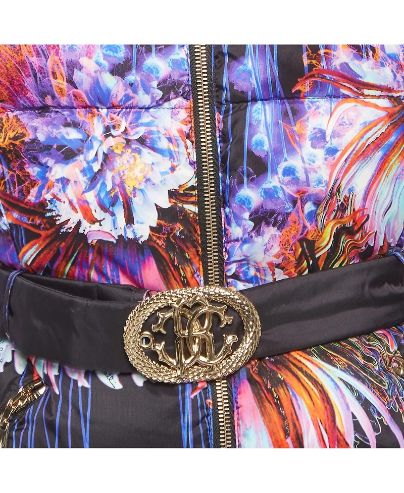 Pre-Owned Roberto Cavalli Women's Printed Nylon Down Puffer Jacket