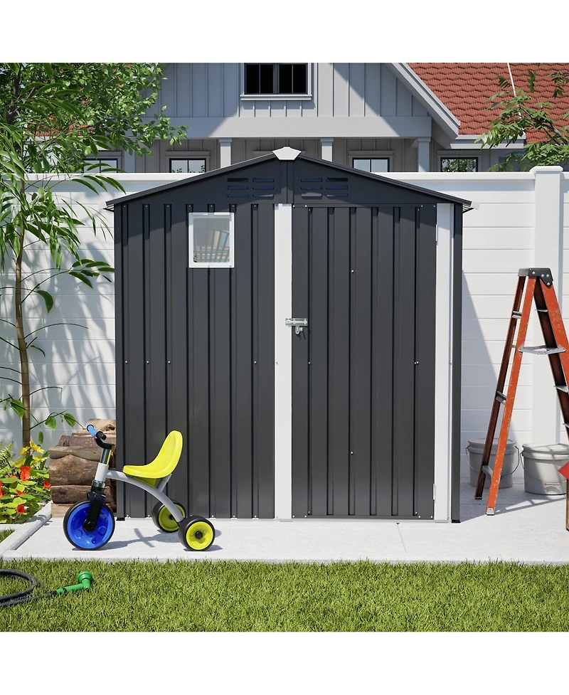 Mondawe 6FT x 4FT Metal Outdoor Storage Shed, Steel Utility Tool Shed Storage House