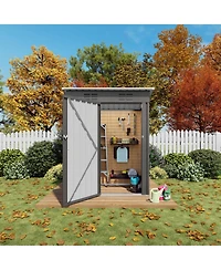 Mondawe 5 x 3 Ft Outdoor Metal Storage Shed with Lockable Door, Compact Garden Tool Shed with Pitched Roof