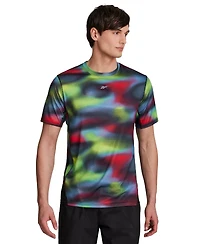 Reebok Men's Run Distort All Over Print Speed Crewneck T-Shirt