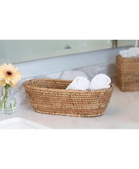 Hand Woven Rattan Oval Bread Basket Serving Tray Display