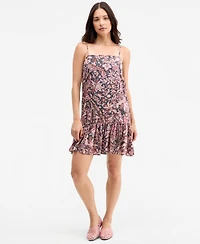 Lucky Brand Women's Printed Drop-Waist Mini Day Dress