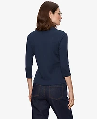 Sanctuary Petite Cotton-Blend Echo Button-Front Top