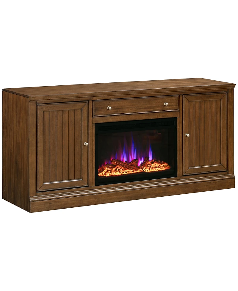 65" 2 Door Console With Drawer And Fireplace