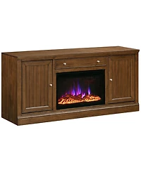 65" 2 Door Console With Drawer And Fireplace