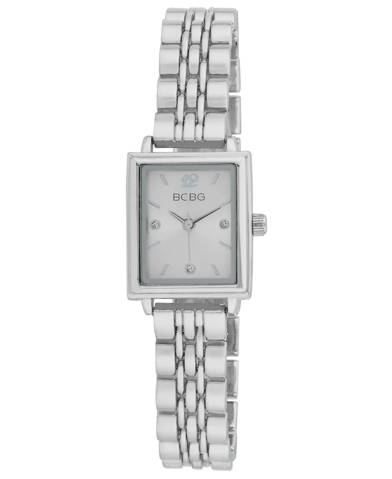 Bcbg Women's Quartz Rectangle Silver Stainless Steel Watch 21mm