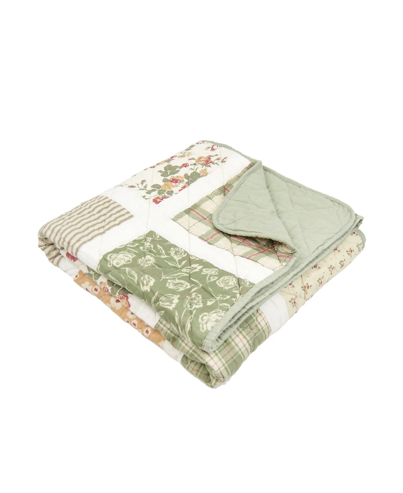 Donna Sharp Peach Rose Cotton Reversible Throw, 50" x 60"