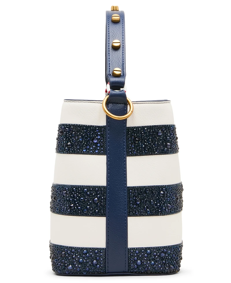 Betsey Johnson Ahoy, Gorgeous Rhinestone Stripe Mini Bucket Handbag