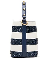 Betsey Johnson Ahoy, Gorgeous Rhinestone Stripe Mini Bucket Handbag