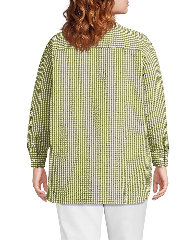 Lands' End Plus Oversized Seersucker Shirt