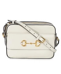 Pre-Owned Gucci White Textured Calfskin Small Horsebit 1955 Shoulder Bag
