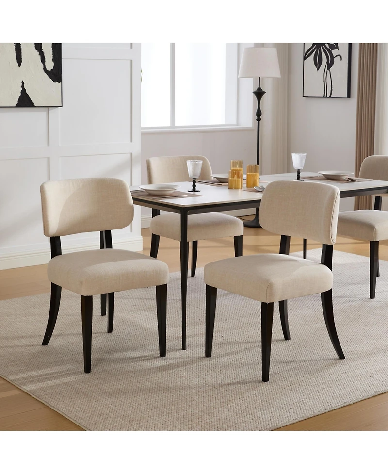 Boyel Living Wooden Dining Chairs Set of 2 Modern Fabric Upholstered Dining Room Chair Espresso