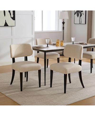 Boyel Living Wooden Dining Chairs Set of 2 Modern Fabric Upholstered Dining Room Chair Espresso