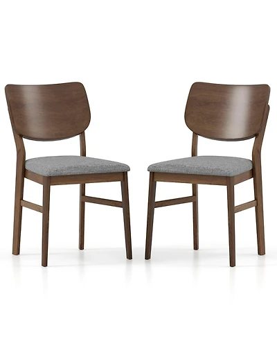 Slickblue Set of 2 Farmhouse Kitchen Chairs Upholstered with Rubber Wood Frame for Dining Room