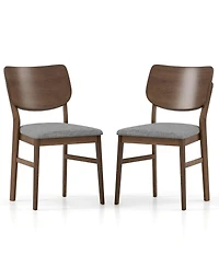 Slickblue Set of 2 Farmhouse Kitchen Chairs Upholstered with Rubber Wood Frame for Dining Room
