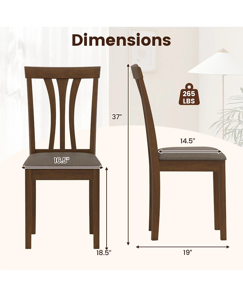 Slickblue Set of 2 Linen Fabric Upholstered Dining Chairs with Solid Wood Frame