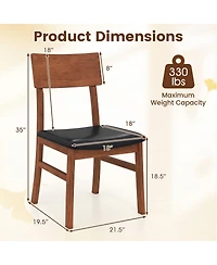 Slickblue Set of 2 Upholstered Dining Chairs with Faux Leather Seat and Wooden Legs