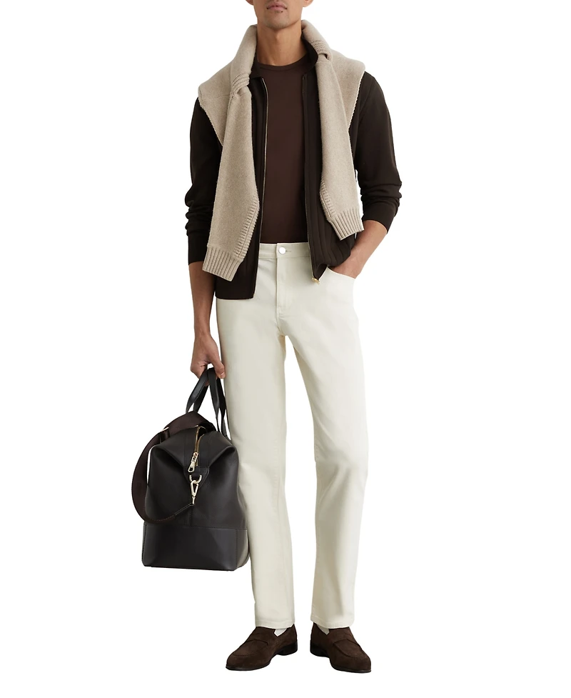 Reiss Men's Marsh Zip Through Wide Ribbed Cardigan Sweater