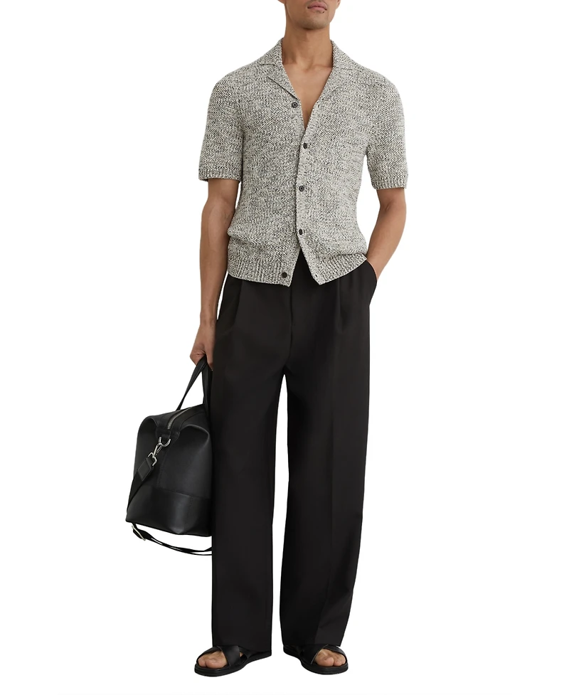 Reiss Men's Addis Button Through Speckled Cuban Shirt