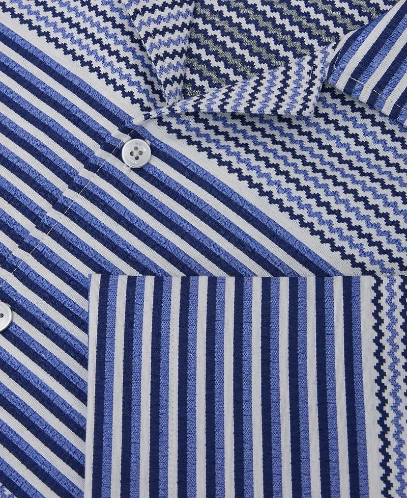 Reiss Men's Solstice Stripe Placement Cuban Shirt