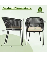 Sugift Patio Chairs Set of 4 with Seat Cushion and Curved Backrest for Patio