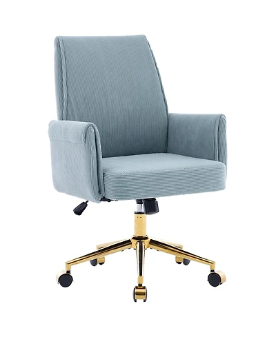 Rainsken Striped Velvet Office Chair Adjustable Ergonomic Desk Chair, Computer Chair with High Back, Base and Wheels for Home Office