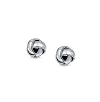 Bling Jewelry Traditional Classic Braided Edge Love Knot Ball Stud Earrings .925 Sterling Silver 10MM