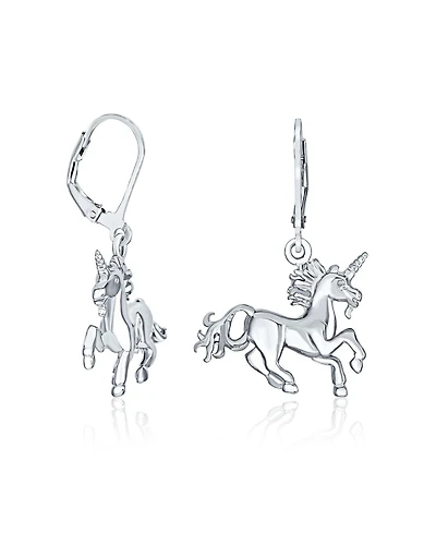 Bling Jewelry Pegasus Horse Mythical Magical Unicorn Dangle Earrings Leverback .925 Sterling Silver