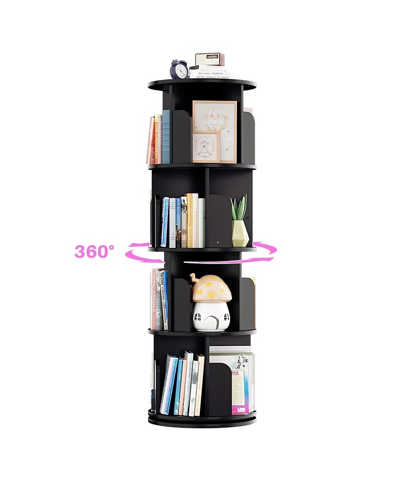 Aheaplus Rotating Bookcase, 360 Display Corner Bookshelf for Small Space