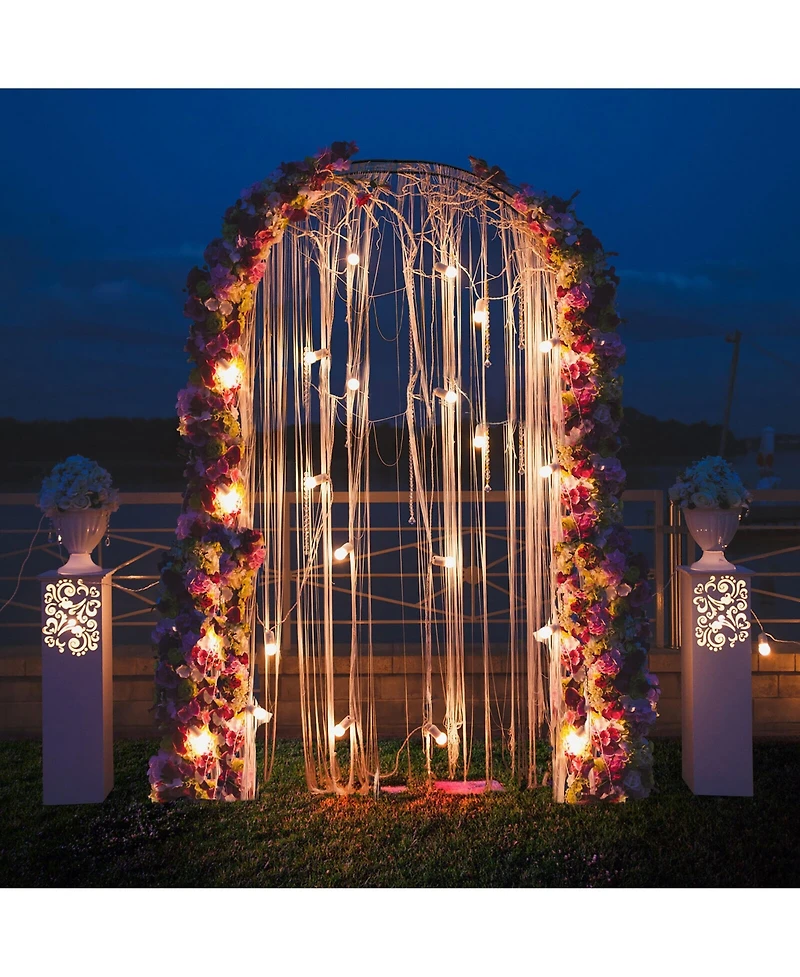 Gymax Metal Garden Arch 7.9 Ft Backdrop Stand for Various Climbing Plants Party