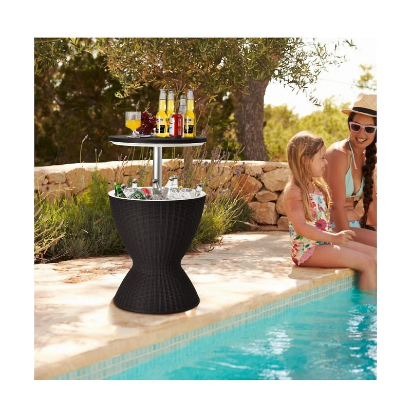 Boyel Living 3 1 8 Gallon Patio Rattan Cooler Bar Table with Adjust Ice