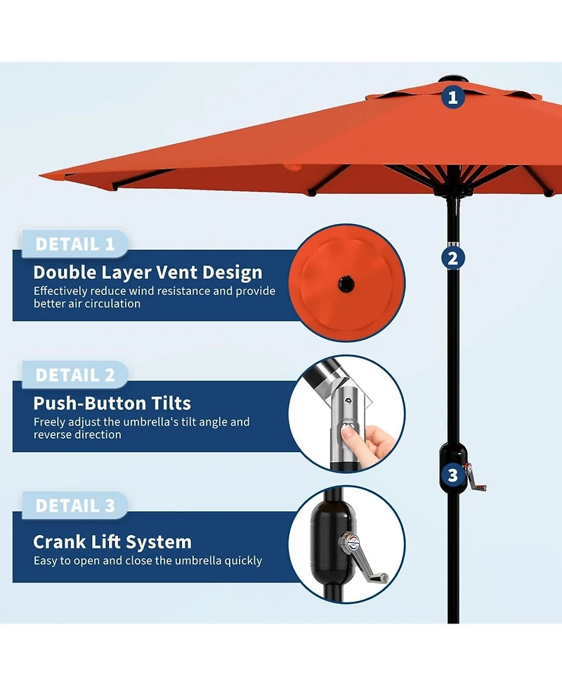 gaomon 9 Ft Outdoor Table Patio Umbrella, Waterproof Uv Protection for Garden, Backyard