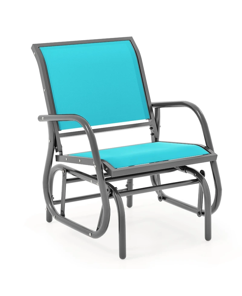 Costway Outdoor Single Swing Glider Rocking Chair Armrest Garden Porch Backyard