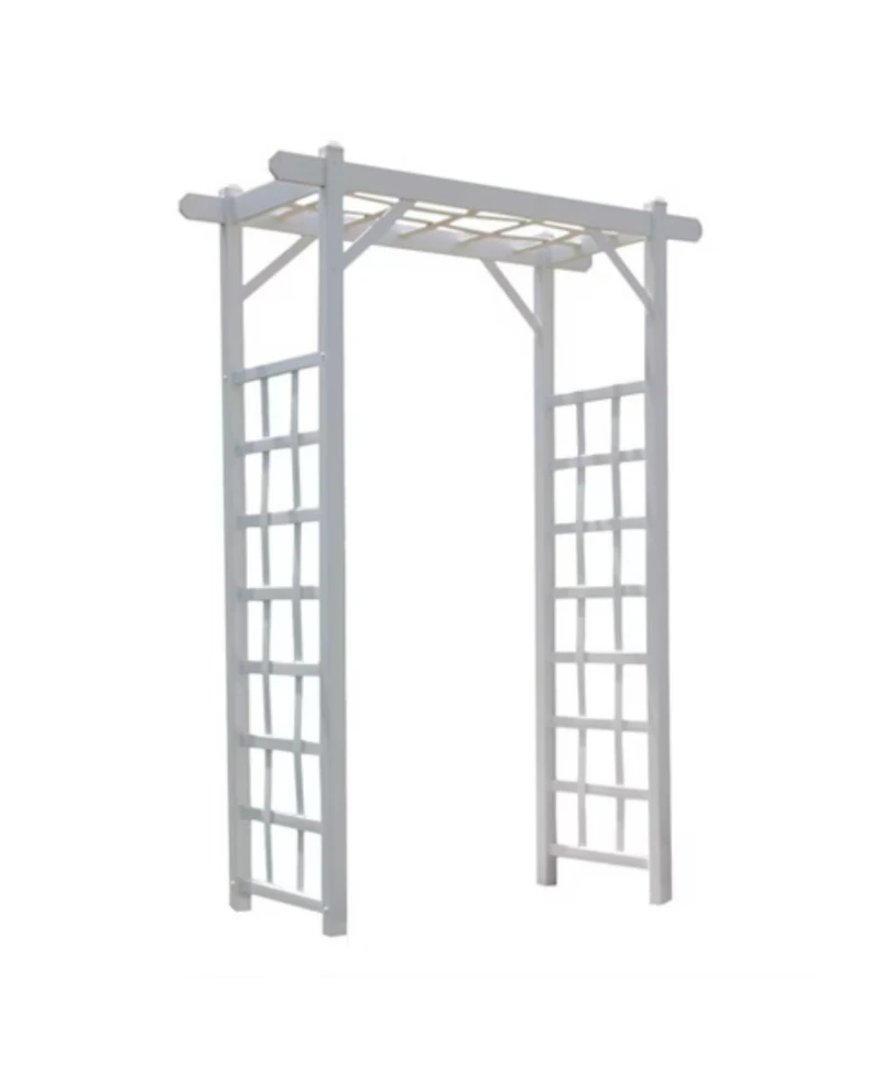 Dura-Trel Inc Elmwood Arbor 57" x 84" Pvc Outdoor Garden Arch Lattice Trellis, Mocha