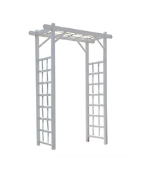 Dura-Trel Inc Elmwood Arbor 57" x 84" Pvc Outdoor Garden Arch Lattice Trellis, Mocha