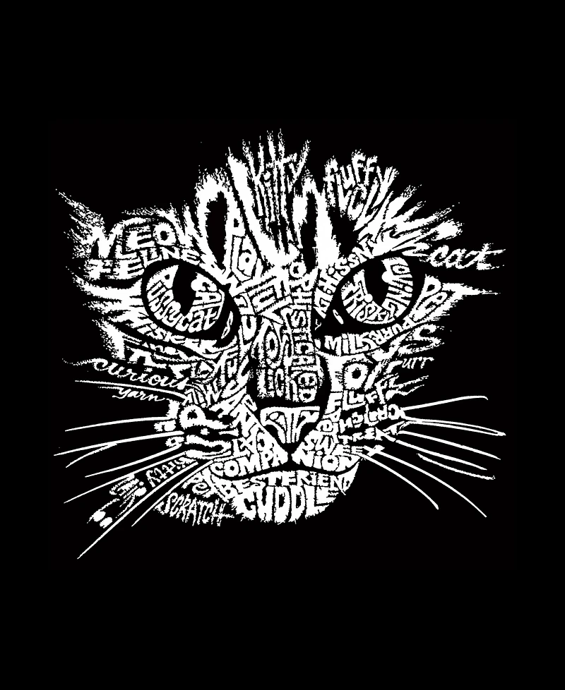 La Pop Art Men's Cat Face Typography Graphic Tank Top