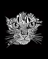 La Pop Art Men's Cat Face Typography Graphic Tank Top
