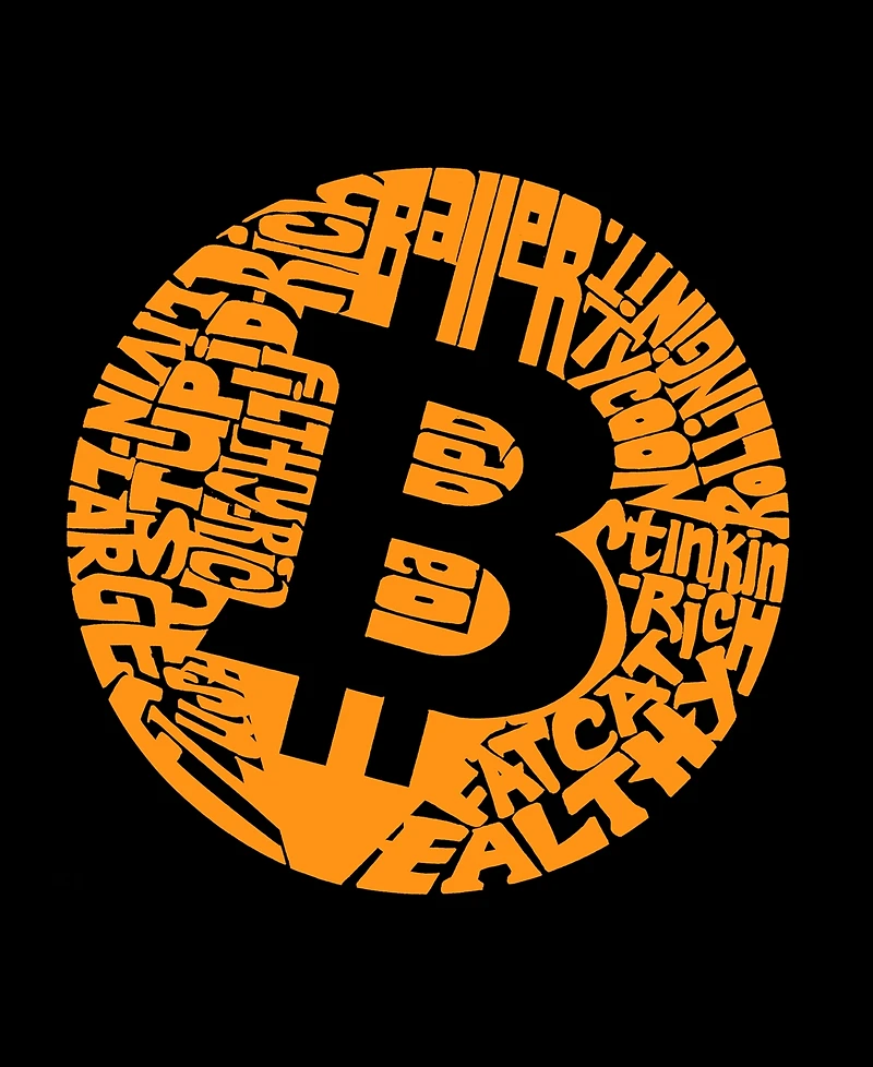 La Pop Art Men's Bitcoin Logo Typography Word Graphic Tank Top