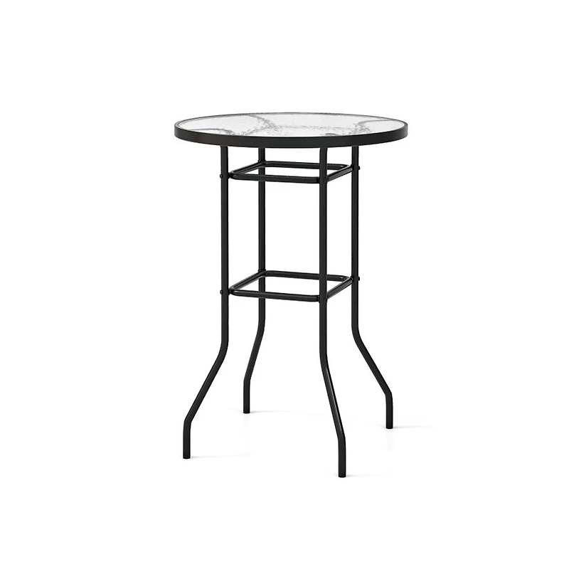 Boyel Living 38 Inch Patio Bar Table with Tempered Glass Tabletop