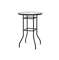 Boyel Living 38 Inch Patio Bar Table with Tempered Glass Tabletop