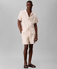Calvin Klein Men's Straight Linen Blend Elastic Waistband Shorts