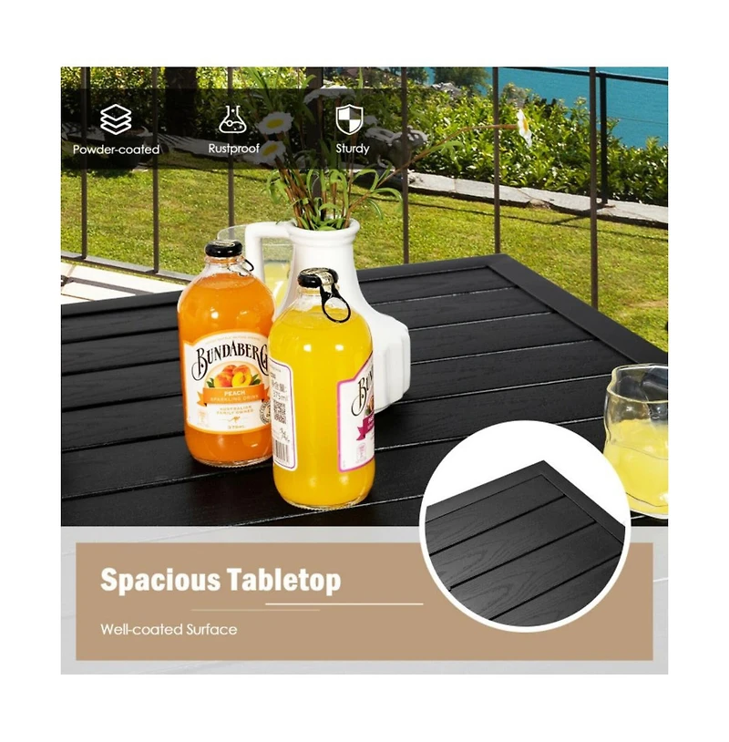 Boyel Living 32 Inches Outdoor Steel Square Bar Table with Powder-Coated Tabletop