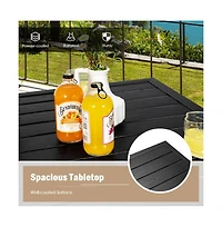 Boyel Living 32 Inches Outdoor Steel Square Bar Table with Powder-Coated Tabletop