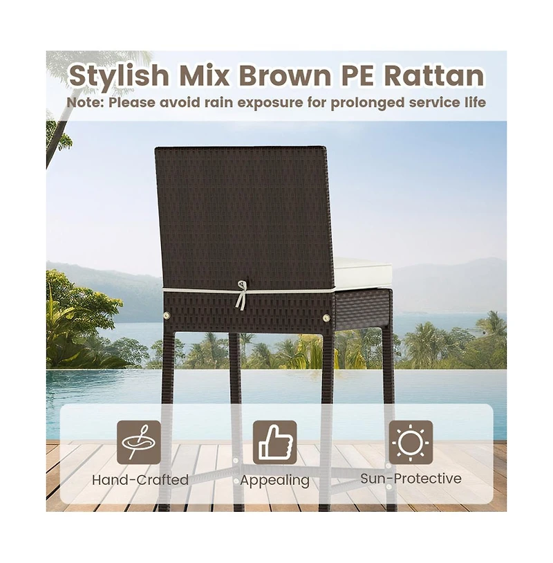Boyel Living 3 Piece Outdoor Bar Set Patio Heavy-Duty Metal Barstool and Table Set