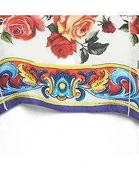 Pre-Owned Dolce & Gabbana Women's Floral Print Silk And Jersey Top