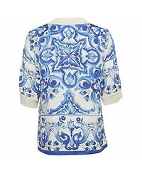 Pre-Owned Dolce & Gabbana Women's Majolica Printed Jacquard Top