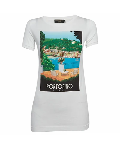 Pre-Owned Dolce & Gabbana Women's Portofino Print Jersey T-Shirt